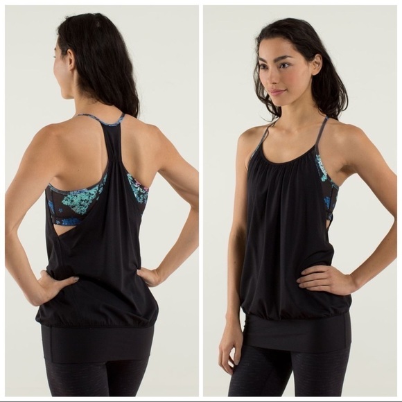 S037 Lululemon No Limits Tank - Black/Petal Pop Multi - Picture 1 of 13